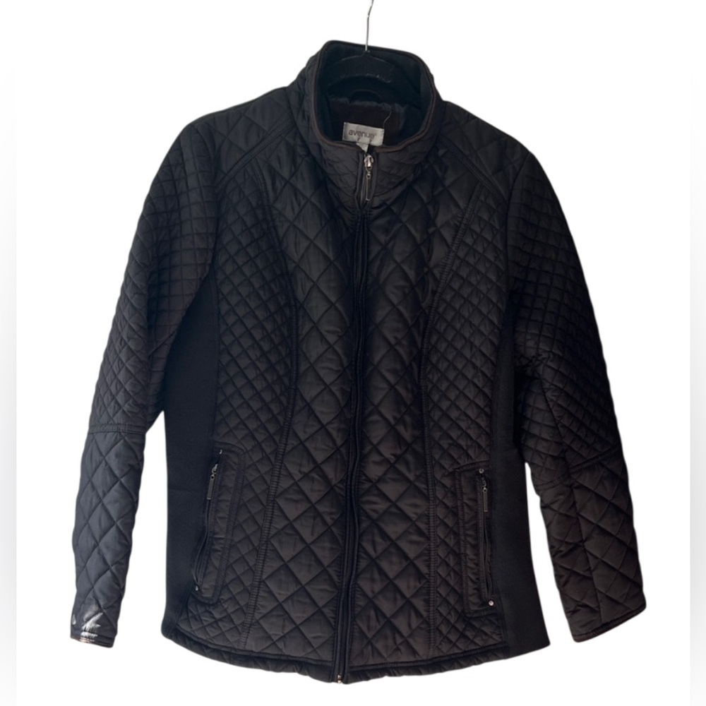 Avenue Women’s Full Zipper Quilted Jacket Light Diamond Pattern Size 14/16 EUC